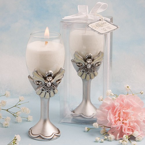 Celebrate love and a day of many  blessings with this angel design champagne flute candle holder favor    On a day when  heartfelt toasts are sure to be among y