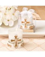 Vintage cross themed candle votive from fashioncraft