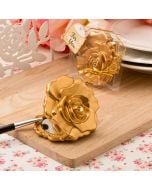 Ornate matte gold rose design compact mirror