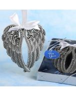 Angel Themed Ornament / Silver Angel Wings Design Ornament With A Pewter Finish