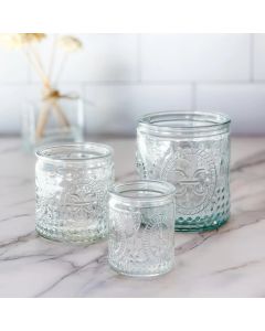 Nesting Vintage Clear Glass Tea Light Holder (Set of 3)