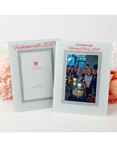 Silk-Screened personalized White Glass Frame with Silver