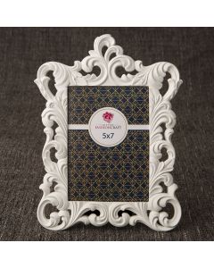 White Baroque 5 x 7 frame from gifts by fashioncraft