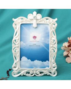 Stunning Pearl white Cross frame - 4 x 6 from Gifts By fashioncraft