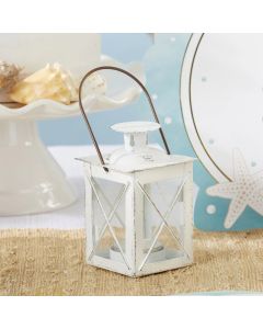 Luminous Distressed White Mini-Lantern Tea Light Holder