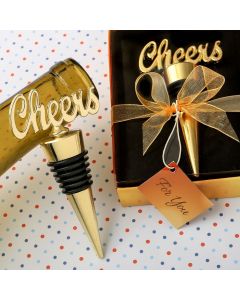Cheers gold bottle stopper from fashioncraft