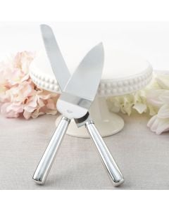 Simple Elegance Classic Silver Stainless Steel Cake Knife Set