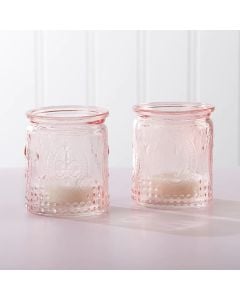 Vintage Pink Glass Tea Light Holder (Set of 4)
