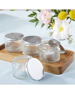 Garden Blooms Glass Tea Light Holder - Clear (Set of 4)