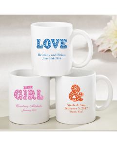 Personalized White Ceramic coffee mug - marquee design