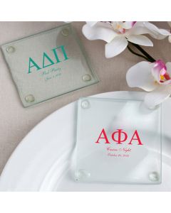 Personalized Glass Coasters: Greek Designs