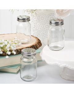 Perfectly Plain Glass mason jar with silver metal screw top