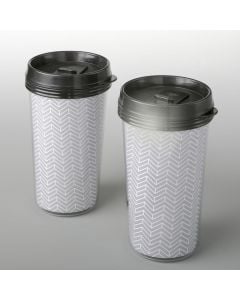 Double wall insulated Coffee cup with silver chevron design from fashioncraft