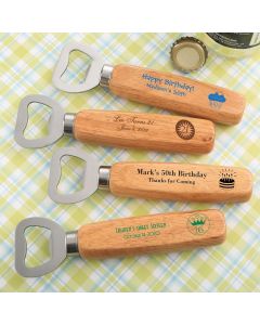 Design your own collection Wood handle bottle opener with solid stainless steel top opener