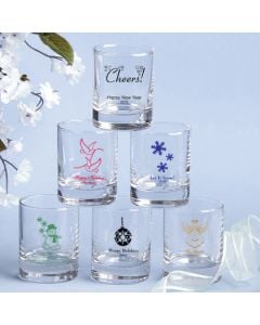 Round Shot Glass/Votive Candle Holder - Holiday Designs