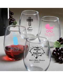 Personalized Stemless Wine Glasses (gift boxes available)