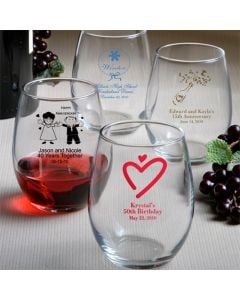 Personalized Stemless Wine Glasses (gift boxes available)