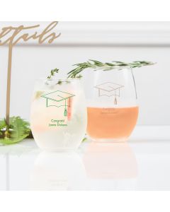 Personalized 9 oz Stemless Wine Glasses Graduation design