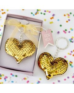 Gold / Silver Sequin Heart Key Chain