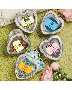 Personalized Expressions Collection Silver Heart Shaped Mint Tins