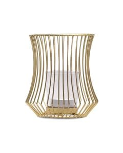 Small Metal Geo Wire Tea Light Candle Holder - Gold