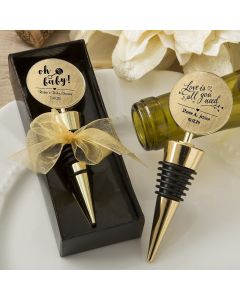 Personalized metallics collection gold metal wine bottle stopper
