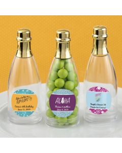 Design your own collection personalized champagne bottle with gold foil top: tropical designs