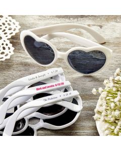 Design Your Own Direct Screen Print Heart Shaped White Sunglasses