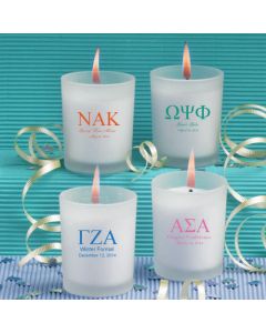 Frosted Glass Candle Holder With Wax: Greek Designs
