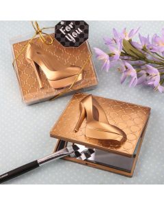 Gold high heel shoe design compact mirror