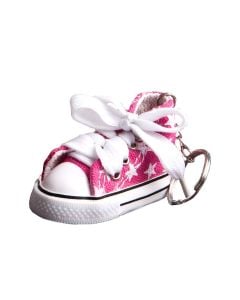 Oh-so-cute pink star print baby sneaker key chain