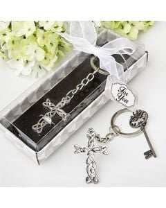 Delicate Intertwined metal cross key chain from fashioncraft