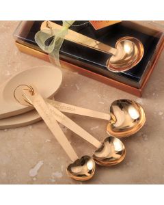 Love Beyond Measure Set Of 3 Gold Stainless Steel Heart Shaped Measuring Spoons