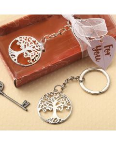 Silver tree of life and family key chain