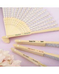 Personalized Collection Silver scallop folding fan favor