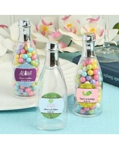 Design your own collection personalized champagne bottle with silver foil top: tropical designs