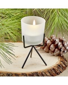 Trendy Frosted Glass Candle With Metal Base