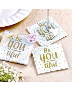 Be-You-Tiful Set Of 2 Glass Coasters