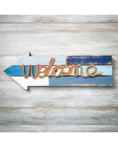 Welcome arrow wood plaque with rope from gifts by fashioncraft
