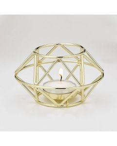 Geometric Design Gold Metal Tealight Candle Holder