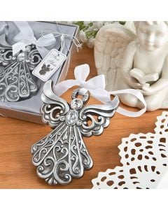 Silver Angel Ornament with Antique Finish from Fashioncraft