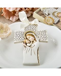 Madonna and Child hanging cross ornament