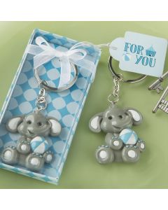 adorable baby elephant with blue design key chain