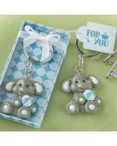 adorable baby elephant with blue design key chain