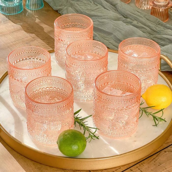 Rose Gold Vintage Textured Drinking Glass - 13 oz.