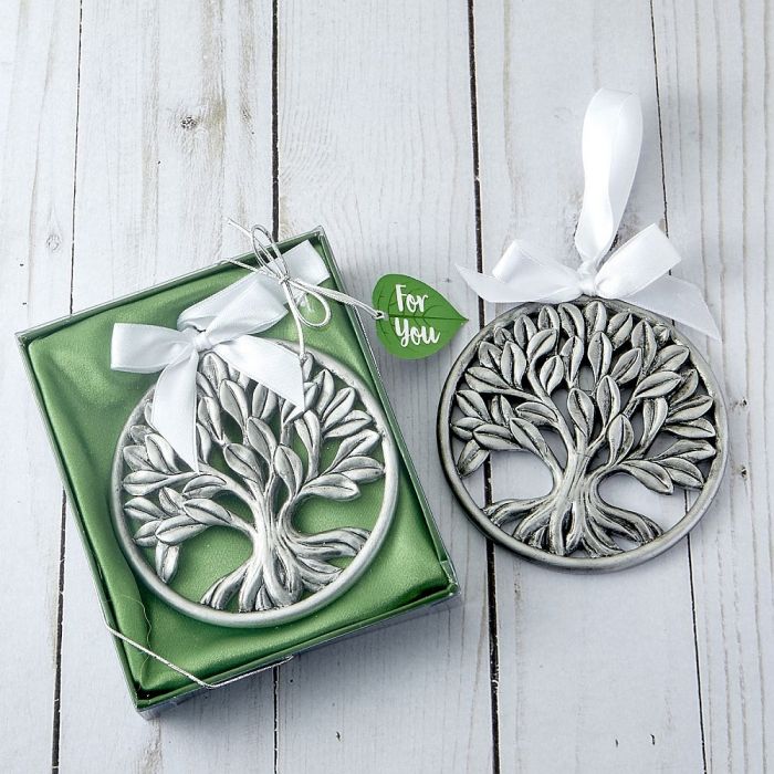 25 Tree Of Life Pewter Finish Hanging Ornament Wedding Religious Shower Favors 